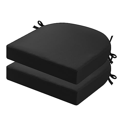 idee-home Outdoor Chair Cushions Set of 2, 17 x 17 Outdoor Seat Cushions - color: Black, size: 17X17X2 Inch-u Shaped