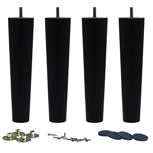 WEICHUAN 8 Inch Wood Replacement Sofa Chair Couch Furniture Legs Set of 4 - color: Black Set of 4, size: 8"
