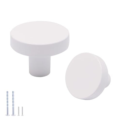 Cabinet Knobs White 6 Pack, White Dresser Knobs Round Knob for Dresser Drawers, Single Hole Cabinet Door Knob Dressers Drawer Pulls Handles - color: White