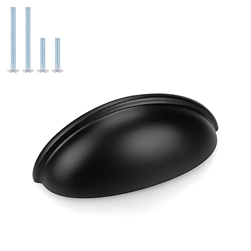 Probrico 10 Pack Black Cabinet Pulls Bin Cup Drawer Handles, Cabinet Cup Handles 3 Inch Holes Drawer Handles and Knobs, Kitchen Cabinet Hardware - color: Black