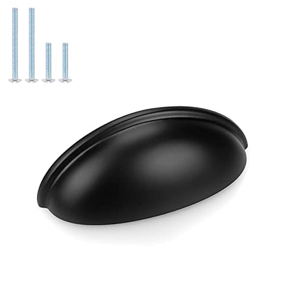 Probrico 10 Pack Black Cabinet Pulls Bin Cup Drawer Handles, Cabinet Cup Handles 3 Inch Holes Drawer Handles and Knobs, Kitchen Cabinet Hardware - color: Black