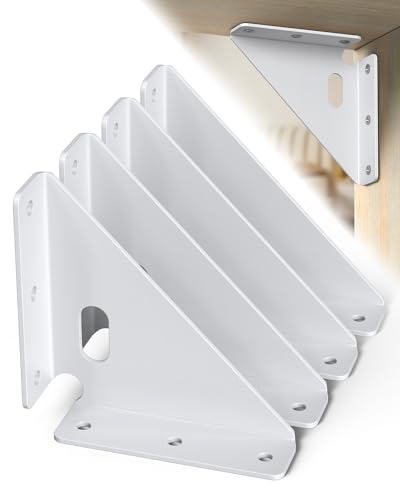 3-11/16" Heavy Duty Corner Brace Bracket for Wood, White 4 Pack - color: White-4 Pcs