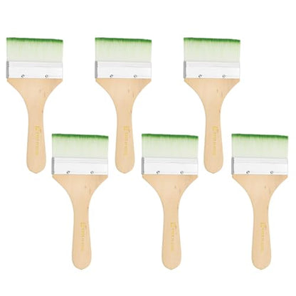 PATIKIL 6Pcs Wooden Paint Brush Set, 7" Nylon Bristle Flat Brushes #12 - color: Green/White, size: #12