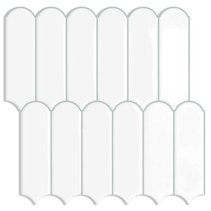 White Peel and Stick Backsplash Self Adhesive Wall Tiles 10-Sheet - color: White