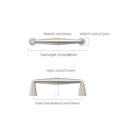 Asidrama Brushed Satin Nickel Cabinet Pulls Solid Handles,3 Inch,10 Pack - color: Brushed Satin Nickel, size: 3" Hole Center(76mm)