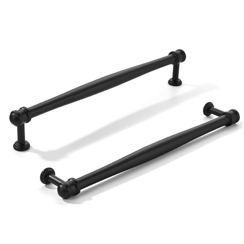 khtumeware 10 Pack 8inch(203mm) Hole Center Black Cabinet pulls Solid Heavy-Duty Tradition Kitchen Cabinet Handle Matte Black Cabinet Hardware for Dressing Table Bathroom Pull - color: Black, size: 8inch(203mm) hole center