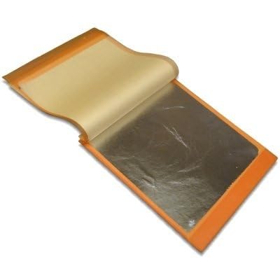 Tropical Glitz Auto-Grade Metal Leaf Book – 25 Sheets for Custom Paint, Gilding, and Airbrush Art (Gold, Copper, or Silver Foil) (Silver) - color: Silver