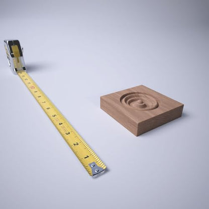 3 1/2" W x 3 1/2" H x 7/8" P Americraft Solid Hardwood Stain Grade Bullseye Rosette with Squared Edge, Red Oak - color: Red Oak, size: 3.5-in. W x 3.5-in. H
