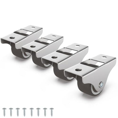 1" Mini Low Profile Fixed Plate Casters, Silent TPR Furniture Wheel