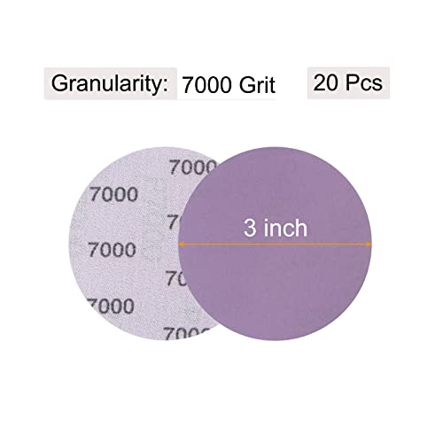 uxcell 20Pcs 3-Inch Purple Sanding Discs 7000 Grits Hook and Loop Professional Aluminum Oxide Sand Paper Wet Dry Polish for Wood Metal Paint Finishing - style: 7000 Grit