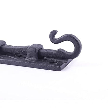 Renovators Supply Manufacturing Door Lock Latch 4 in. Black Wrought Iron Pig Tail Tip Styled Offset Slide Bolt Latch with Mounting Hardware - size: Pack of 1, style: 4 inch – Block Mount Curled Tail