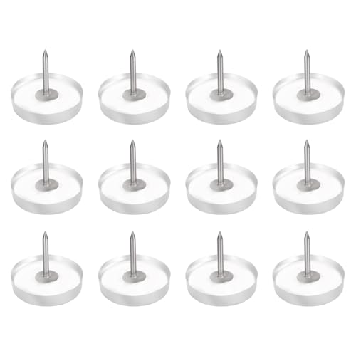 uxcell 12Pcs Furniture Sliders, 25mm Round Plastic Furniture Guides Nail-on Pads, Hardwood Floor Protectors for Chair, Table, Desk, Cabinet Leg, Transparent - size: 25 mm