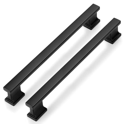 Probrico 10 Pack Matte Black Kitchen Cabinet Pulls 6.3 Inch (160mm) Hole Centers Cabinet Pulls for Cabinets Cupboard Handles Drawer Pulls - color: Black, size: 6.3 inch hole center