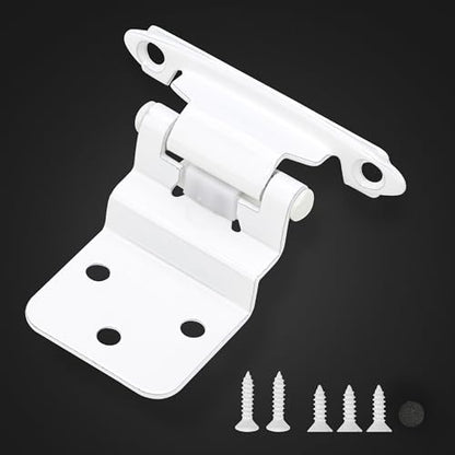 50 Pack 25 Pairs 3/8" Inset Cabinet Door Hinges - White Offset Self Closing Hinges - color: 3/8" Inset White, size: 50 Pack
