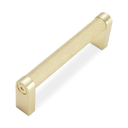 10 Pack 3-3/4 Inch(96mm) Brushed Gold Kitchen Cabinet Handles Knurled Cabinet Pulls Gold Drawer Pulls Cabinet Hardware - color: Brushed Gold, size: 3.75'' Hole Center(96mm)