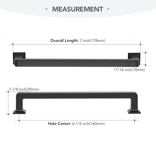 HOME EDIT Matte Black Cabinet Handles Zinc Pulls 6-1/4 Inch 10 Pack - color: Matte Black, size: 6-1/4 inches Hole Center