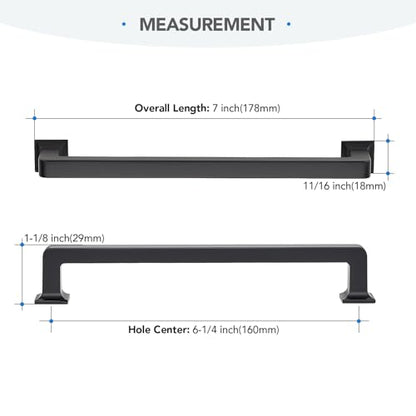 HOME EDIT Matte Black Cabinet Handles Zinc Pulls 6-1/4 Inch 10 Pack - color: Matte Black, size: 6-1/4 inches Hole Center
