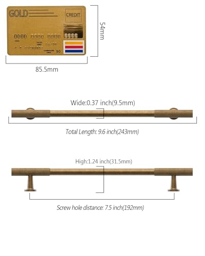 Antique Brass Cabinet Handles Kitchen Pulls 7.5 Inch 10 Pack - color: Antique Brass, size: Handle - 7.5"/192MM Hole Center