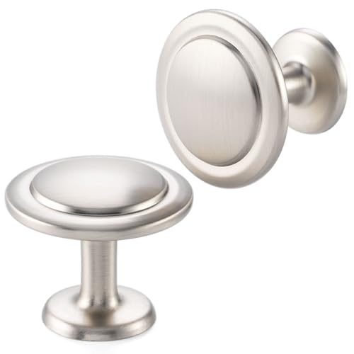 Brushed Nickel Cabinet Knobs Round Kitchen Pulls 10 Pack 8222 - color: Brushed Nickel, size: 1-1/4 Inches, style: 10 Pack Round Knob