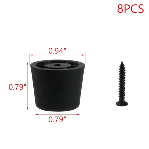 MY MIRONEY 8PCS Plastic Furniture Legs Hardware Screw-in Sofa Legs Couch Legs Replacement Black Round Chair Legs Riser Furniture Feet Protectors with Screws, 0.94" D x 0.79" H - size: 0.94" x 0.79"