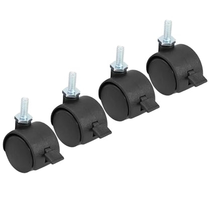 4pcs 1 Inch Swivel Caster Wheels, M6 Threaded Stem Caster Wheels with Brake, Heavy Duty Casters, Black Nylon Wheel Replacement for Furniture, Table, Cabinet, Shelf - style: 1 Inch with Brake-M6 Threaded Stem
