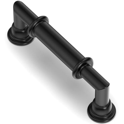 10 Pack Matte Black Cabinet Pulls 3 Inch(76mm) Kitchen Cupboard Handles Solid Heavy Duty Zinc Alloy Drawer Pulls - color: Matte Black, size: 3" Hole Center