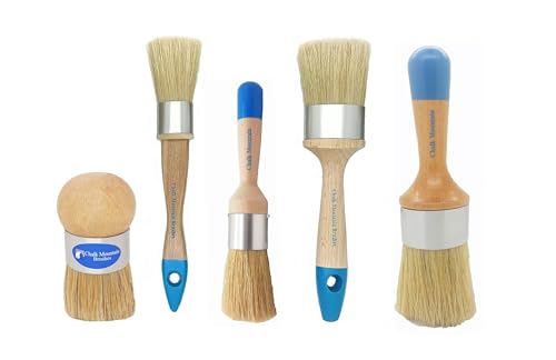 ( 4 Pack ) Large Palm Wax, Small Detailing, Medium Paint, & Large Wax Boar Hair Brush Set with Aluminum Ferrule Ensures NO Rusting