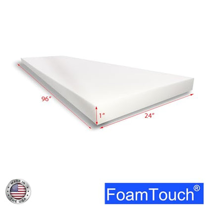 FoamTouch Upholstery Foam Cushion High Density 1" Height x 24" Width x 96" Length