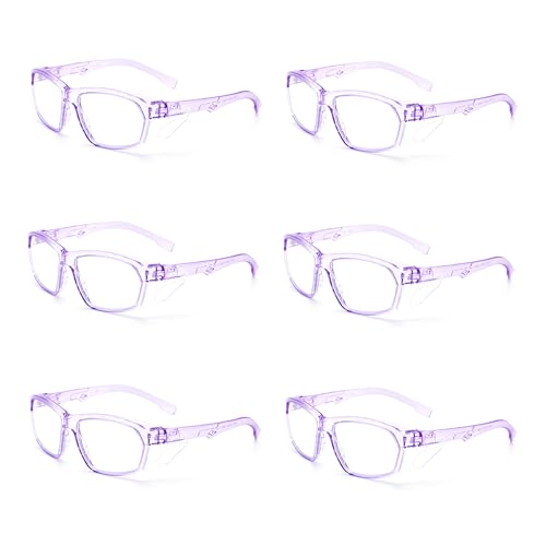 ProtectX Stylish Safety Glasses Anti-Fog Scratch Lilac Clear - 6PC - color: 6 Pack Lilac