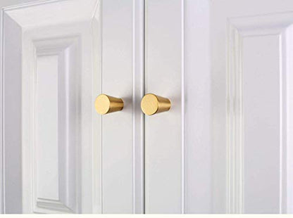 IVAILEX 10 Pack Brushed Brass Cabinet Knobs, Gold Solid Brass Drawer Knobs for Dresser, Furniture Hardware Knob, 0.8 inch Diameter Cone - color: Cone