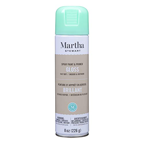 MARTHA STEWART Paint & Primer 8oz Spray Paint, Gloss Beach Glass 8 Fl Oz (42899) - color: Gloss Beach Glass