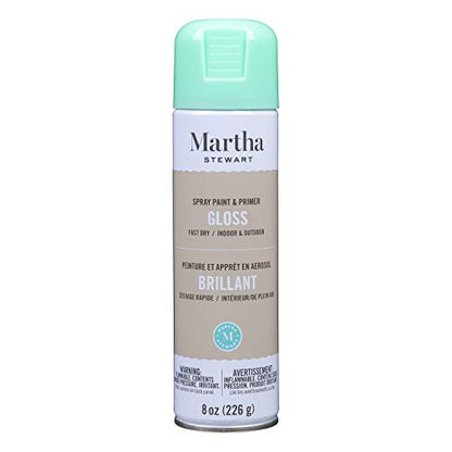 MARTHA STEWART Paint & Primer 8oz Spray Paint, Gloss Beach Glass 8 Fl Oz (42899) - color: Gloss Beach Glass