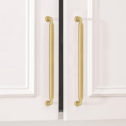 Goldenwarm 10 Pack 10 Inch Brushed Brass Cabinet Pulls Solid Cabinet Handle - color: Brushed Brass, size: 10 Inch Hole Center