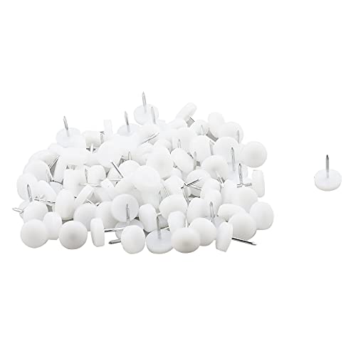 Antrader 100-Pack 5/8" Dia. Nail-on Nylon Furniture Slider Glides,White - color: White, size: 16 mm (100 count)