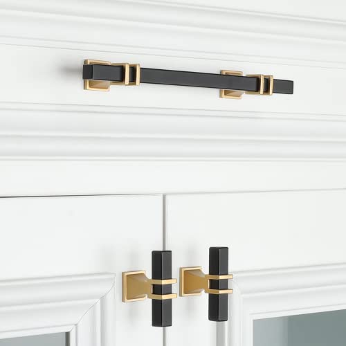 25 Pack 3 Inch Black and Gold Cabinet Pulls Kitchen Cabinet Handle - color: Black & Matte Gold, size: 3 inch (76mm) Hole Center Pull