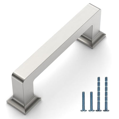 Brushed Satin Nickel Cabinet Handles Kitchen Pulls 3 Inch 10 Pack - color: Brushed Satin Nickel, size: 3" Hole Center