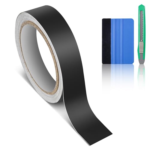CompraFun Black Vinyl Wrap, Car Chrome Delete Vinyl Tape Roll Black Out for Window Trim Door Edge Guard Exterior & Interior (Matte Black, 1in x 30ft) - color: Matte Black, size: 1in x 30ft
