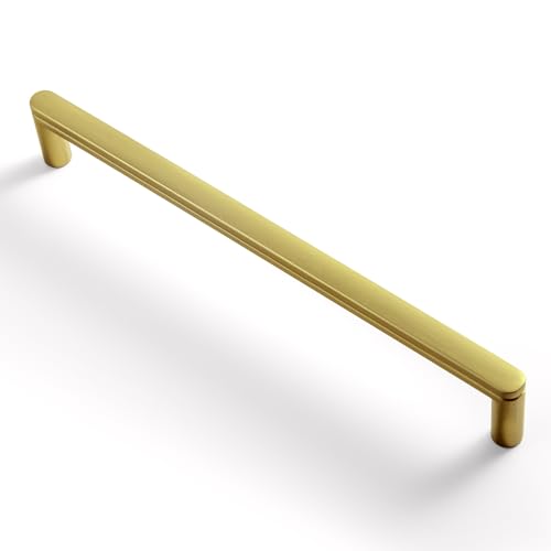 Goo-Ki 6 Pack 7 9/16'' Center to Center Brushed Brass Cabinet Handles Contemporary Kitchen Drawer Pulls with Subtle Curves - color: Brushed Brass, size: 7 9/16" Center to Center