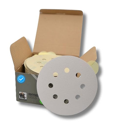 5 inch RhynoStick 8-Hole White Line Sticky Discs 100 Discs 120 Grit - style: 120 Grit