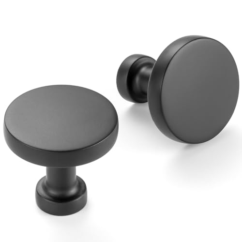 Round Matte Black Cabinet Knobs 1-1/4 Inch 10 Pack K2302 - color: Black, size: Knob-10 Pcs