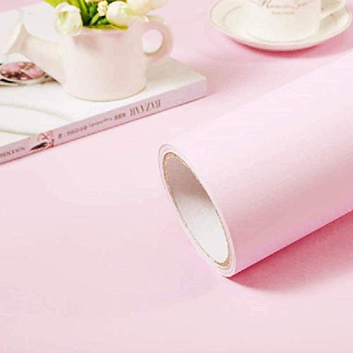 practicalWs Pink Self-Adhesive Wallpaper Film Stick Paper Easy to Apply - color: Pink, size: 15.7" x 393.7"