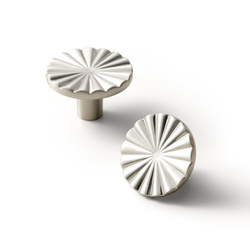 Goo-Ki 1.5''(38mm) Dia Satin Nickel Cabinet Knob, Big Zinc Alloy Drawer Knobs with Round Flower Design,Modern Style,6 Pack - color: Satin Nickel, size: 1.5'' Dia Single Hole Knob
