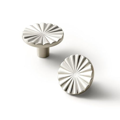 Goo-Ki 1.5''(38mm) Dia Satin Nickel Cabinet Knob, Big Zinc Alloy Drawer Knobs with Round Flower Design,Modern Style,6 Pack - color: Satin Nickel, size: 1.5'' Dia Single Hole Knob