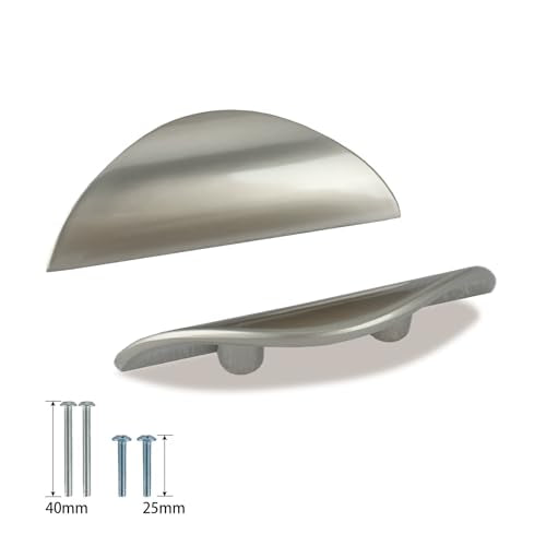 Primst 4 Pack Brushed Nickel Cabinet Pulls, Half moon Drawer Handles Silver Cabinet Handles, Drawer Pulls, Kitchen Cupboard Handle,Cabinet Hardware 1.3in Hole Center - color: Silver, size: S-4PCS