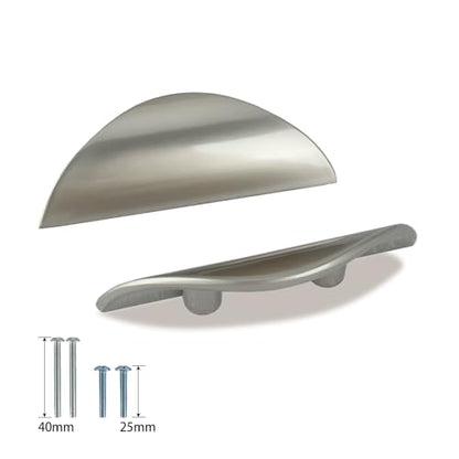 Primst 4 Pack Brushed Nickel Cabinet Pulls, Half moon Drawer Handles Silver Cabinet Handles, Drawer Pulls, Kitchen Cupboard Handle,Cabinet Hardware 1.3in Hole Center - color: Silver, size: S-4PCS