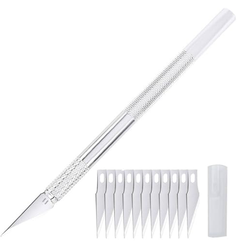 Professional Craft Knife Set with Aluminum Handle, 11 Stainless Steel Blades, Non-Slip Grip for Art and DIY Projects