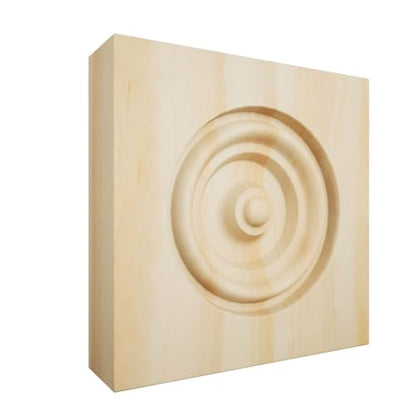 3 1/2" W x 3 1/2" H x 7/8" P Americraft Solid Wood Stain Grade Bullseye Rosette with Squared Edge, Pine - color: Pine, size: 3.5-in. W x 3.5-in. H