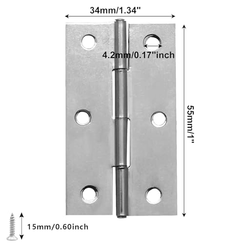 Piutouyar 12 Pack Butt Hinge 2.5 Inch Mini Hinges, Silver - size: 2.5 Inch