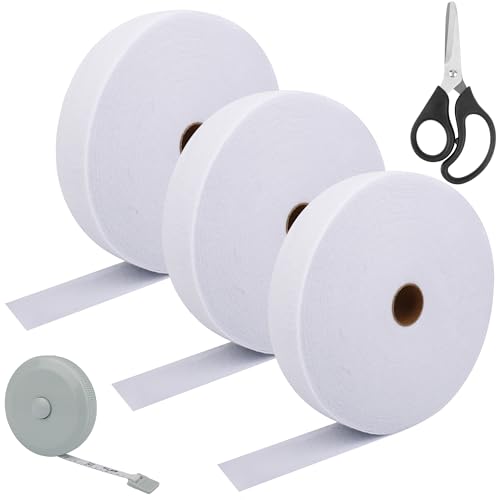 3 Roll Batting Strips 2 1/4in, Jelly Roll Rug Batting with Scissors, Rule