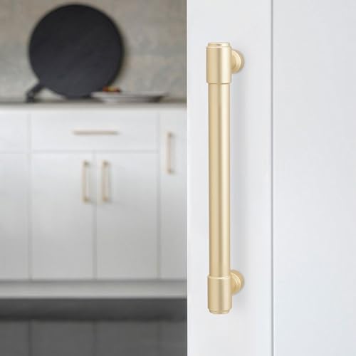 10 Pack 5 Inch(128mm) Kitchen Cabinet Handles Brushed Gold Cabinet Pulls Drawer Pulls Solid Cabinet Hardware - color: Brushed Gold, size: 5'' Hole Center(128mm)